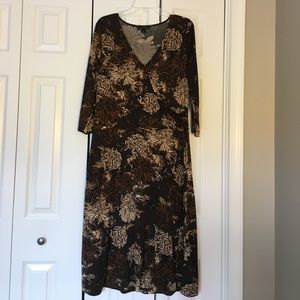 Banana Republic brown floral midi dress